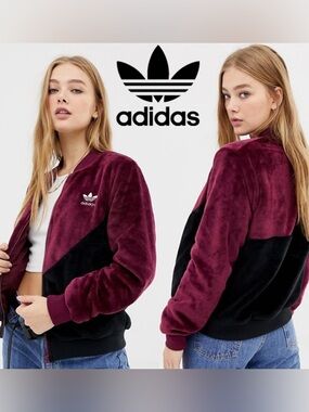 Adidas Originals Women’s Colorodo Track Jacket in Burgundy and Black